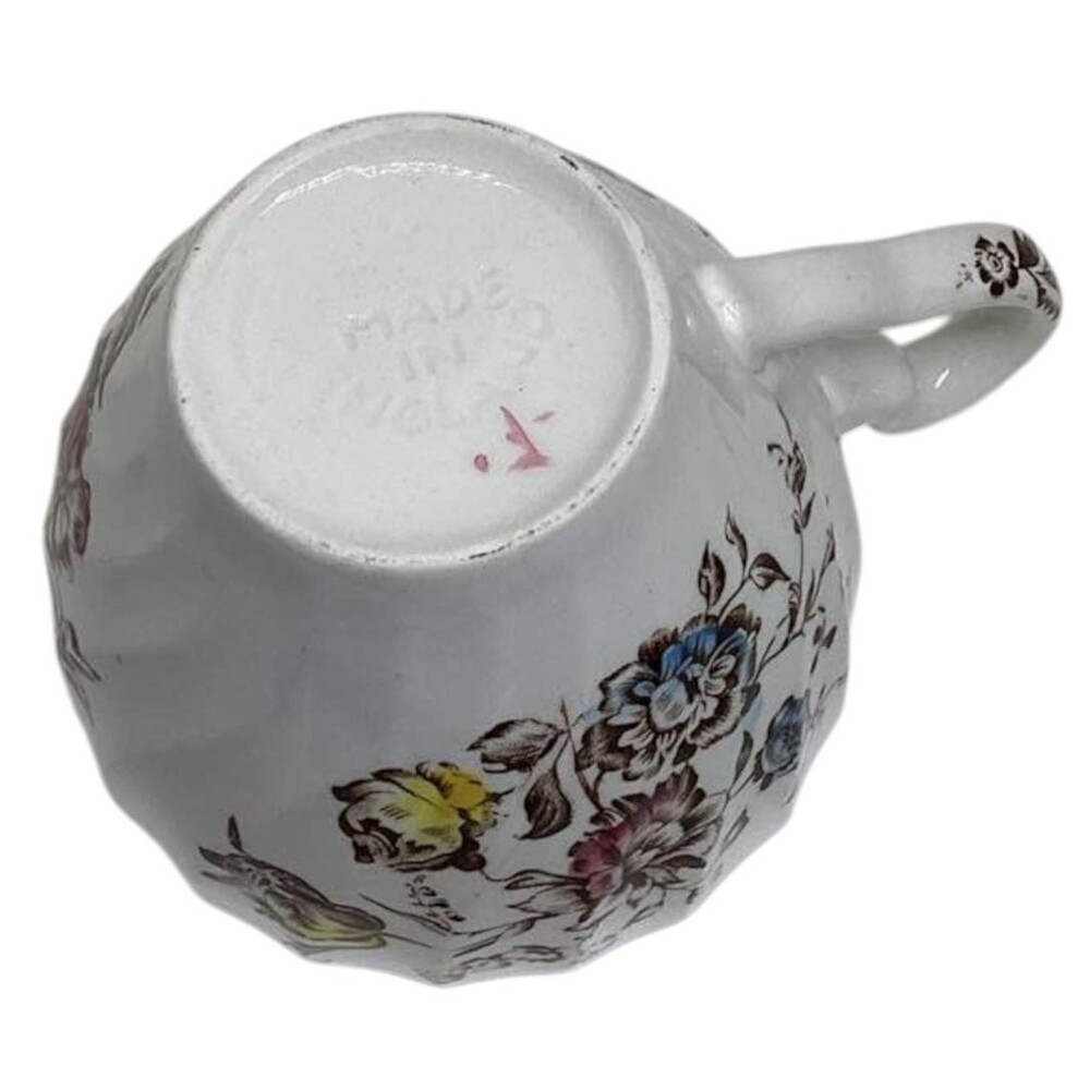 Staffordshire Bouquet Coffee Cup Saucer Ironstone Johnson Bros England Vintage - Picture 7 of 11